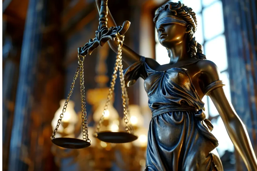 Estátua da deusa grega Themis, segurando a balança da justiça
